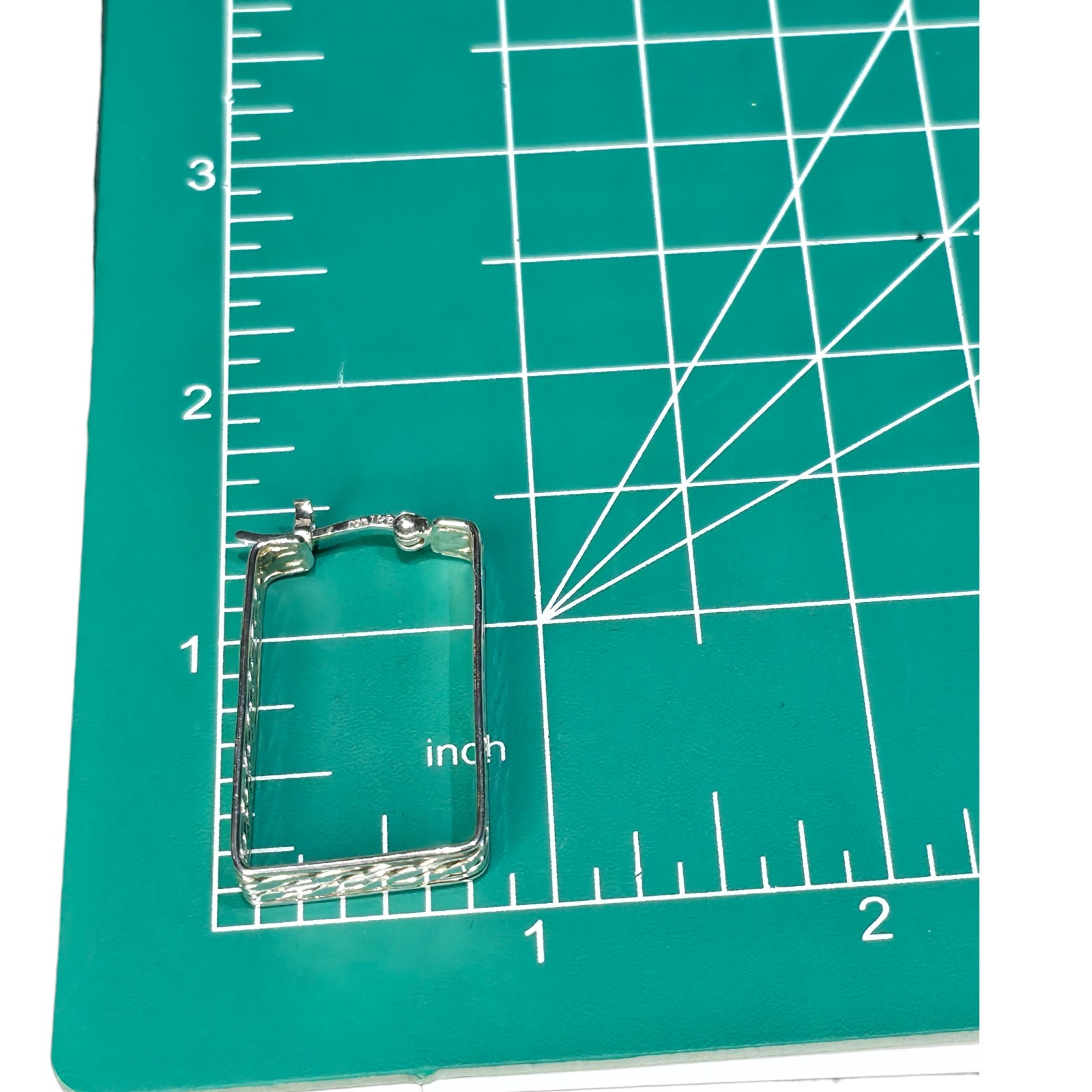 Sterling Silver Rectangular Hoop Earrings 925 Tex… - image 4