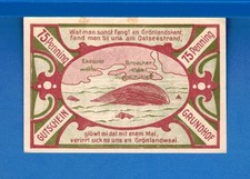 Germany Notgeld Grundhof 75 Pfennig 1921 Whale a/Uncirculated Banknote 13548