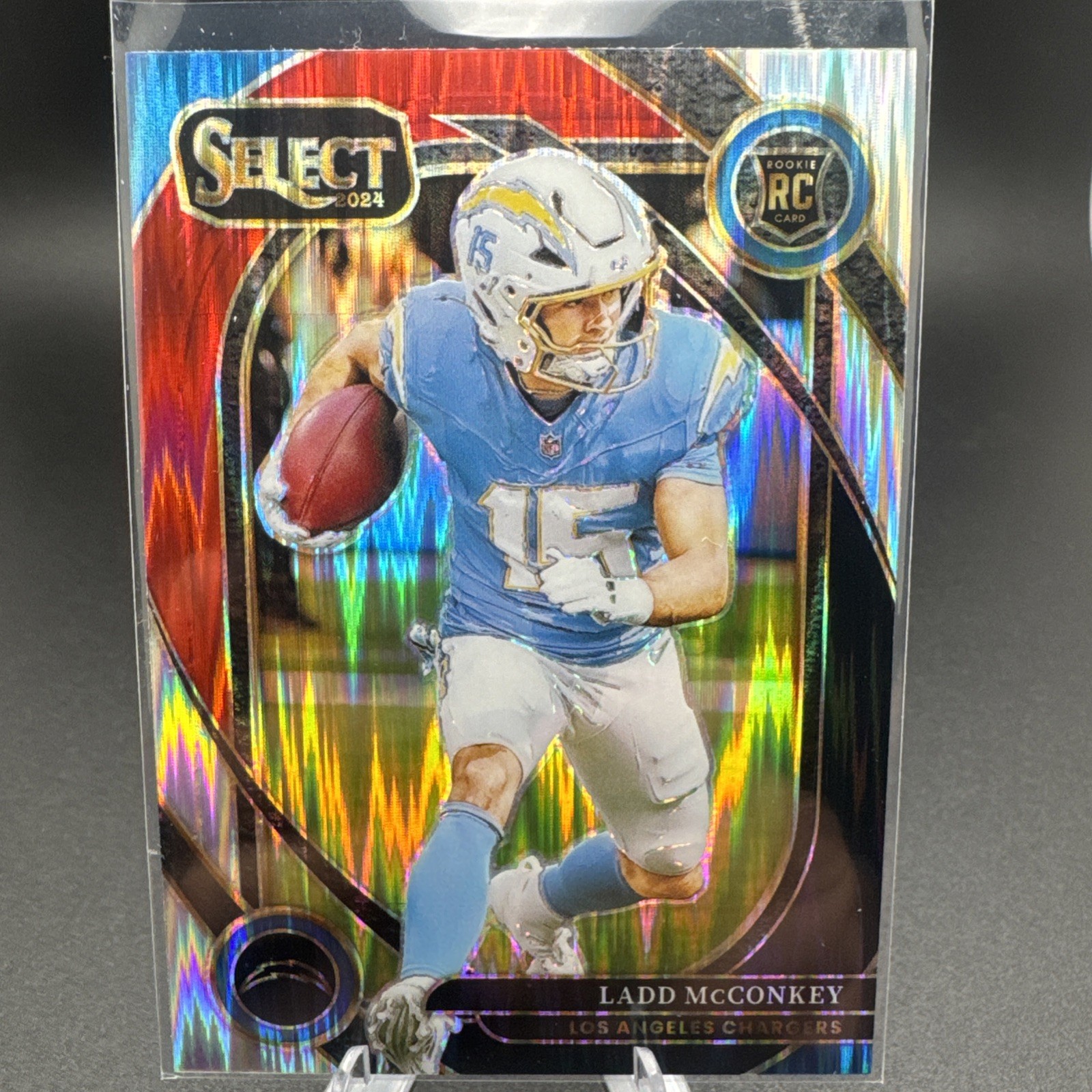 Ladd McConkey 2024 Panini Select CLub Level Black And Red Shock RC. Chargers