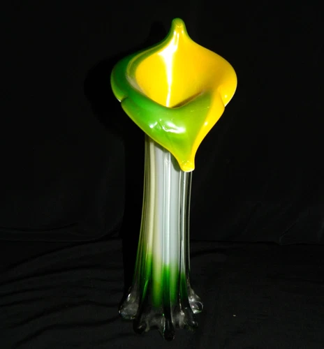 VINTAGE MURANO STYLE SWUNG VASE, 12" TALL, EX COND