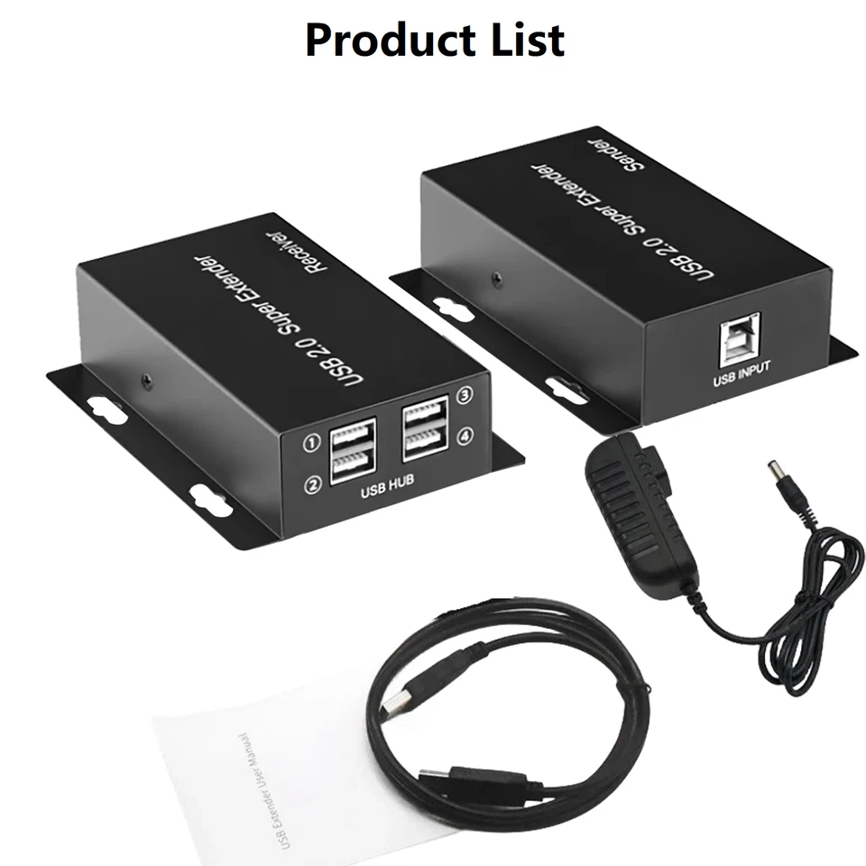 50m 4-Port USB 2.0 Ethernet Extender RJ45 Network LAN Over Cat5e/6/7 Transmitter - Image 4 of 4
