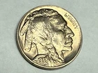 1938-D Indian Head BUFFALO NICKEL. Flashy white BU, some peppery specks. #q2