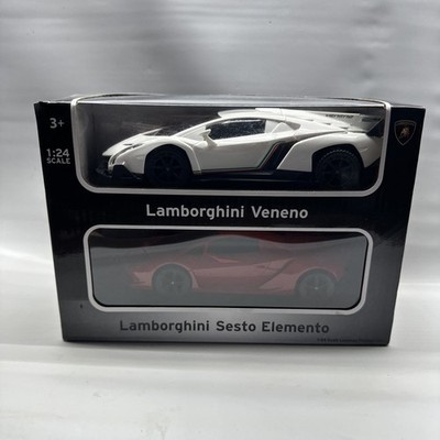 Lamborghini 2 Pack Red Sesto Elemento White Veneno 1:24 Scale Cars Toys
