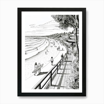 Blick auf Byron Bay, Australien Linie A gerahmtes Wandbild Poster Leinwanddruck Bild