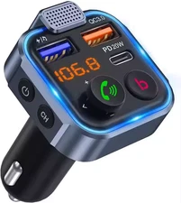 Bluetooth 5.0 Car Wireless FM Transmitter Adapter 2USB PD Charger AUX Hands-Free