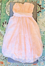 Beautiful Baby Pink 1950s Prom Wedding Dress Embroidered Sheer Tulle Handmade