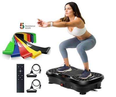 Vibration Plate Exercise Machine 330lbs Includes Resistance Bands Home Fitness