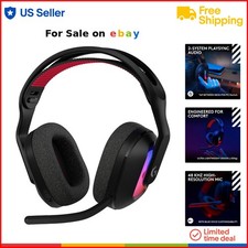 Wireless Gaming Headset Black Lightweight LightSync RGB Bluetooth Microphone