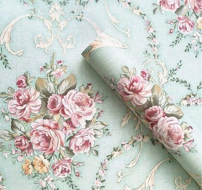 Vintage Floral Self Adhesive Wall Paper Shelf Liner 17.7''W x 100''L, Green 