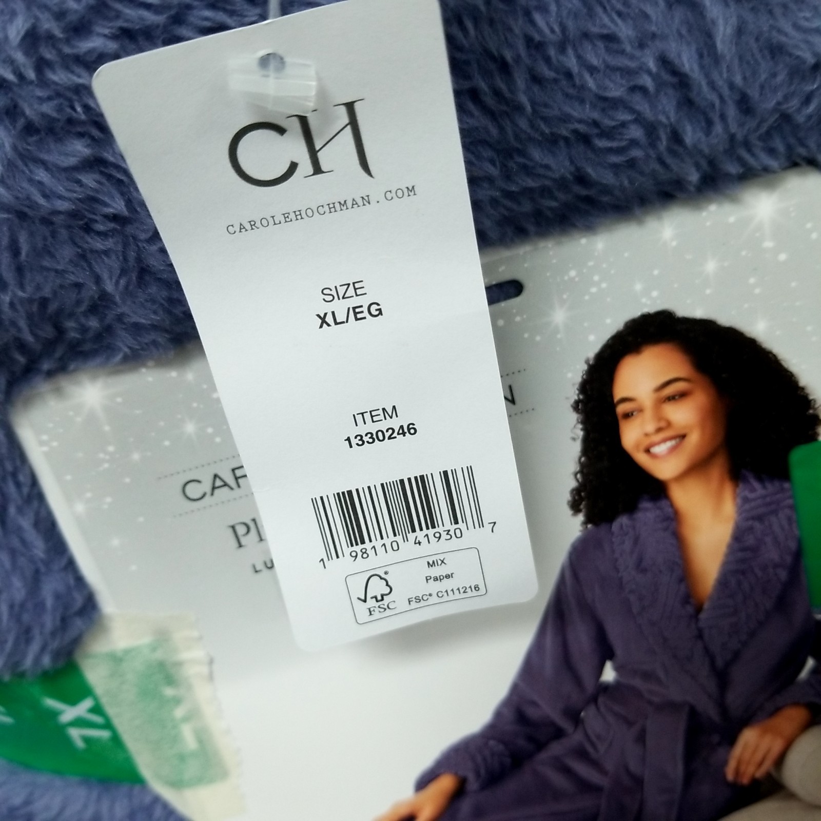 NWT Carole Hochman Ladies’ Plush Robe BLUE Size XL Luxuriously Soft 
