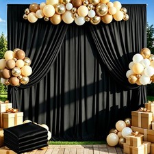 20x10ft Black Backdrop Curtains Wrinkle Free Party Drapes 4 Panels 5x10ft