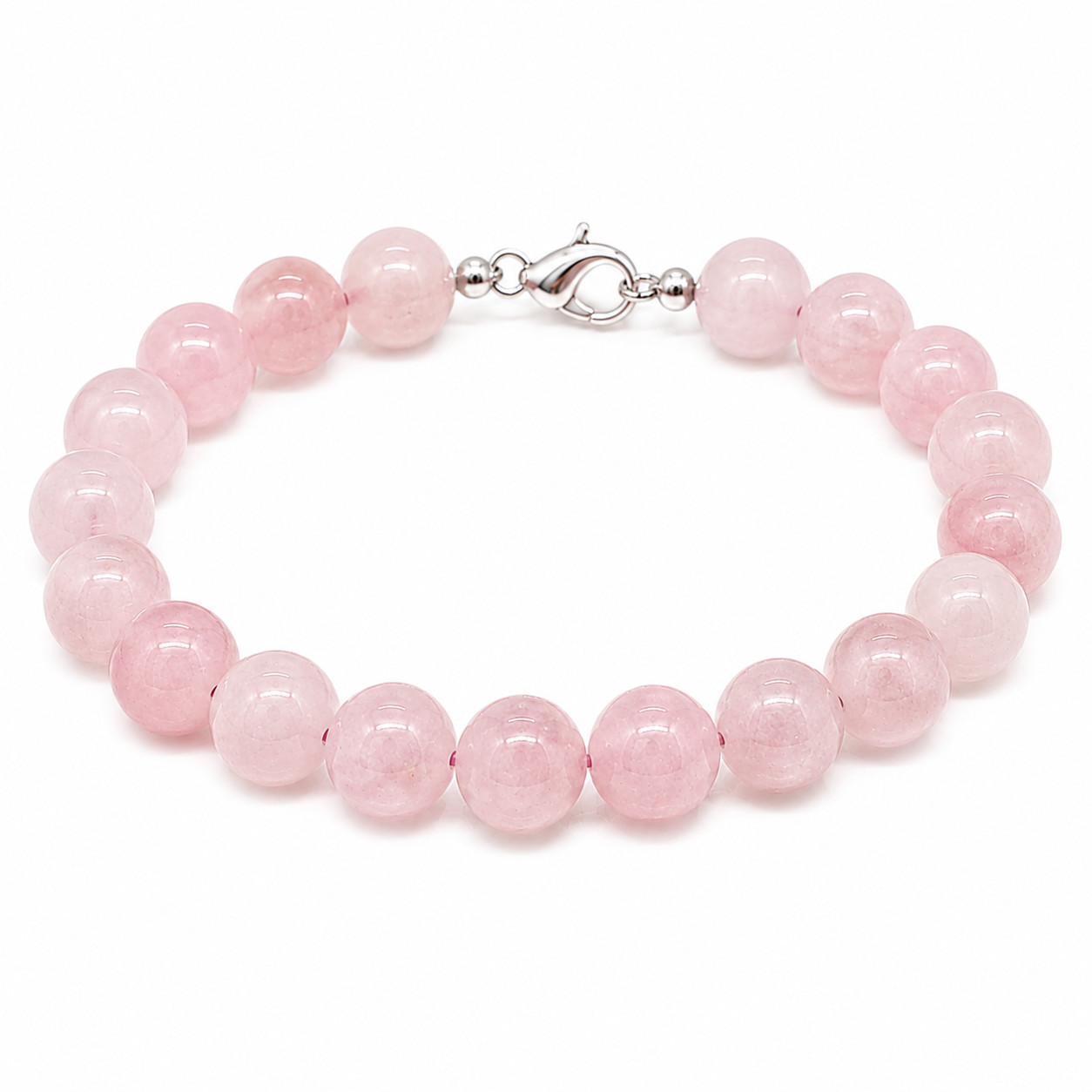 Rose Quartz Bracelet 10mm Gemstone Crystal Beads Chakra Healing Elastic & Bag
