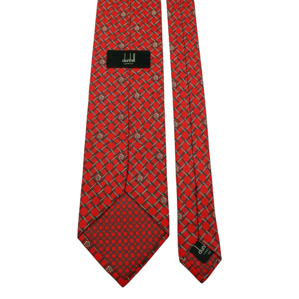 Gravata Dunhill seda vermelha geométrica Itália (imposto de importação dos EUA incluído) - Imagem 4 de 4