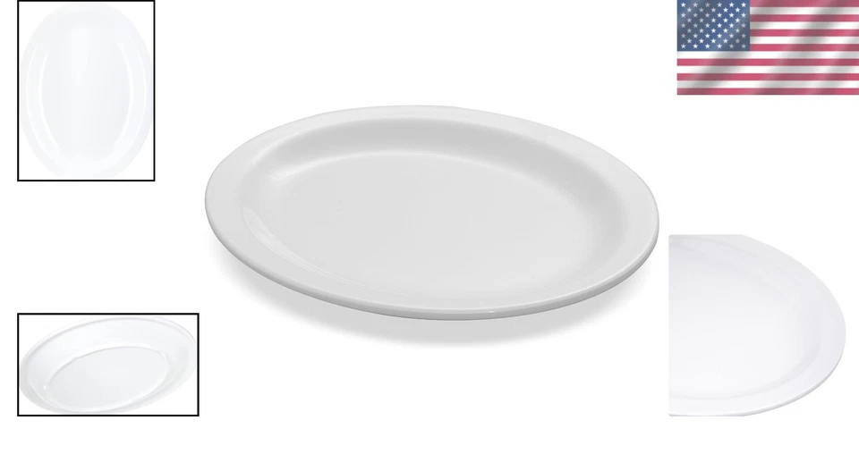 Bandeja Ovalada Melamina Blanca - Pack de 12 para Hogar y Restaurante Foto 2 de 4