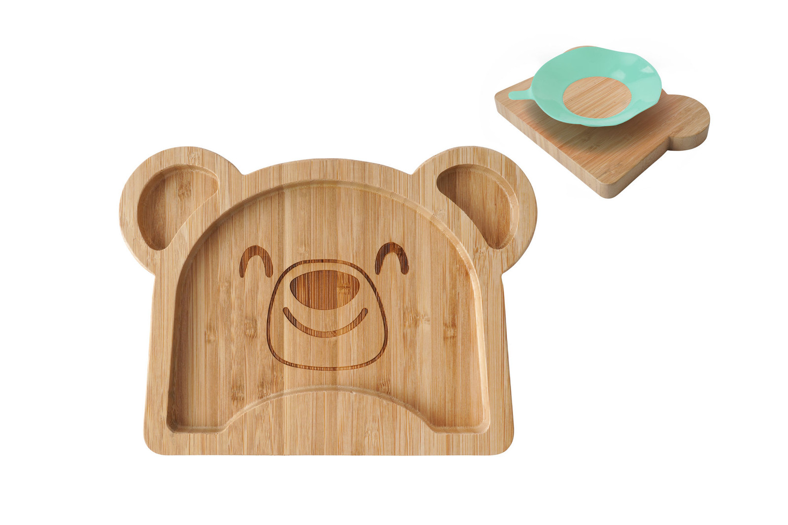 Personalised Bamboo Bear Baby Suction Bowl & Spoon | Eco-Friendly Set