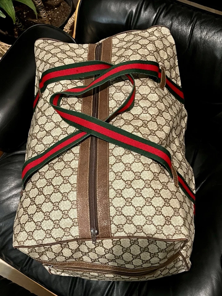 Gucci Sherry Line Large GG Monogram Duffel Travel Bag - 1978 Vintage RARE ICONIC - Image 2 of 4