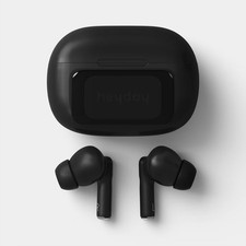 True Wireless Active Noise Cancelling Earbuds with Screen Black - heyday