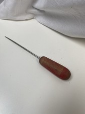 Vintage Ice Pick Wood Handle Red