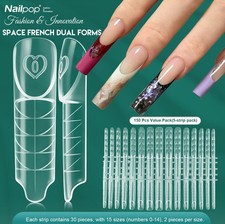 Nailpop Space Nail Dual Forms 15 Sizes Nail Forms for Poly Gel Extension Reusabl