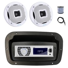 Pyle Marine Receiver,Adapter,Spa Bezel, Antenna,Wire, 2x 6.5" 450W White Speaker