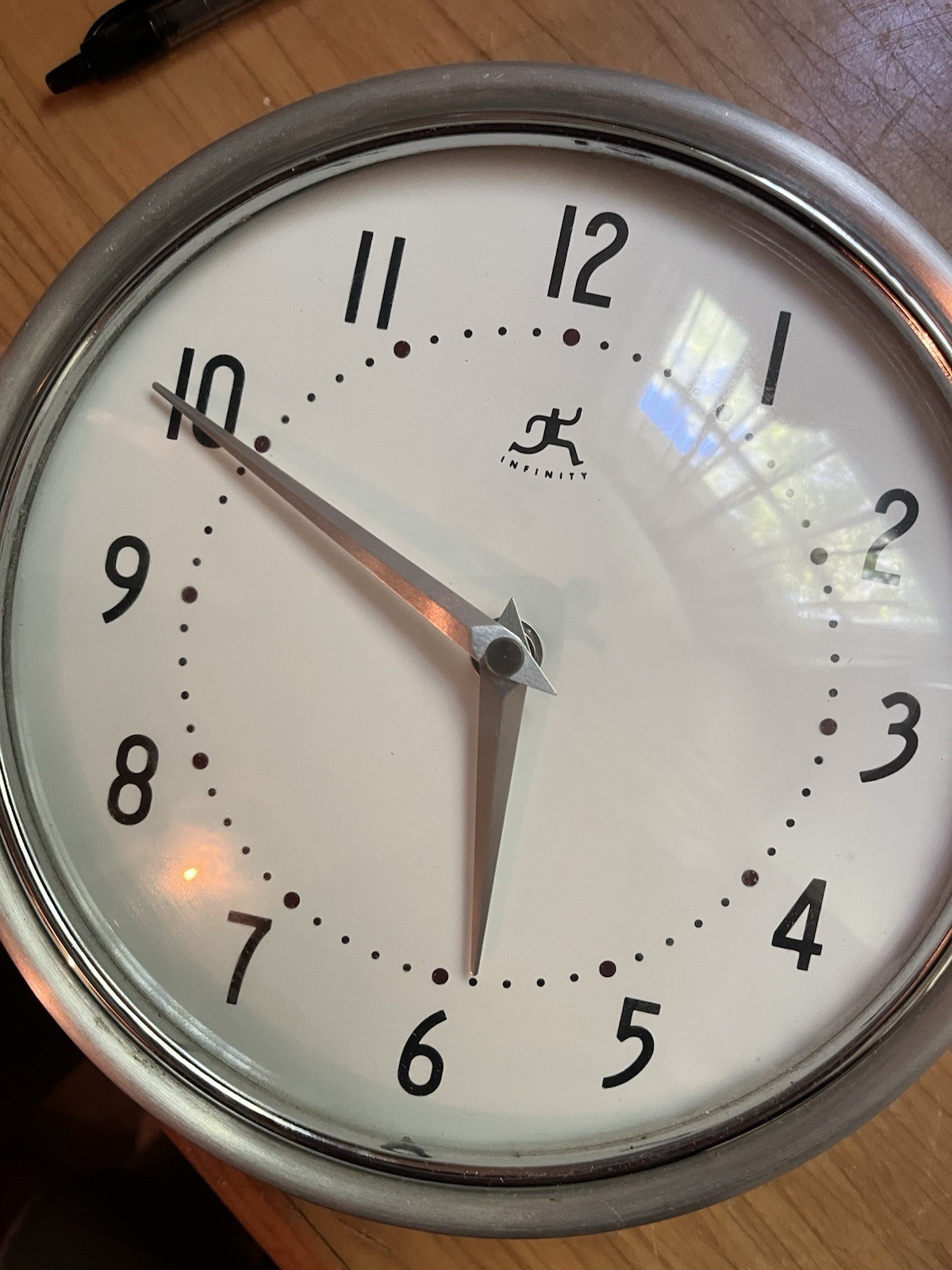 Infinity White Retro 9.5 inch Metal Wall Clock