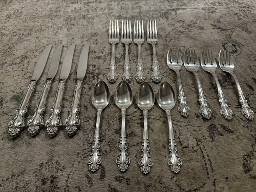 Reed and Barton Spanish Baroque Sterling Silver Flatware 4 Set 16 Pcs