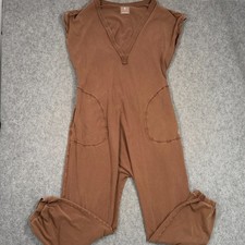 Free People FP Movement Brown Hot Shot V-Neck One Piece Romper Women's Large