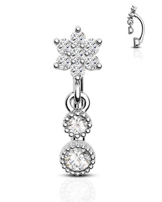 Cocharm Cute Dangling Flower Rook Earrings for Women - 16g CZ Dangle Barbell ...