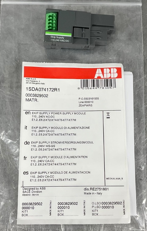 ABB ZEAPWRS EKIP POWER SUPPLY MODULE 110-240VAC/DC 1SDA074172R1 NEW