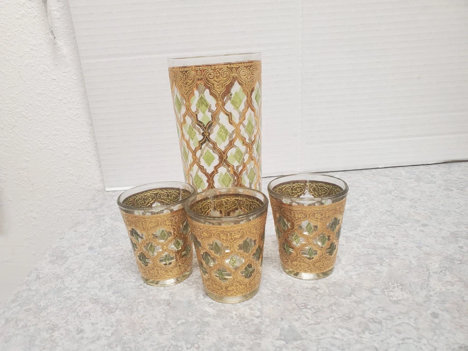 Lote de 4 vasos vintage Culver Valencia 3 disparos + vaso Highball de 12 OZ Foto 2 de 4