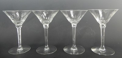 Set of 4 Etched Stardust Old Crystal Tall Martini/Champagne Glasses 6-1/4'' Tall