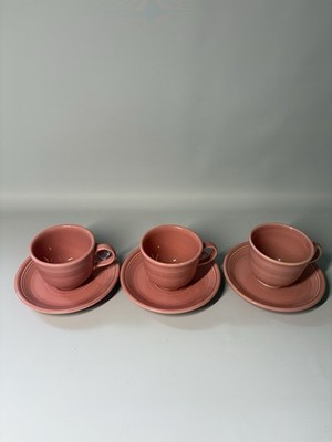 Fiestaware Pink Cup And Saucer Set Of 3 Vintage Retired Homer Laughlin 90s