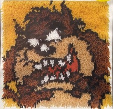 New Vintage Caron Latch Hook Kit Crochet Looney Tunes Tricky TAZ 13 X 13 LT0029
