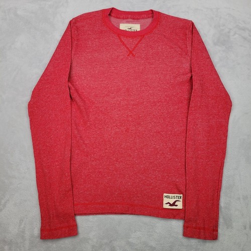 Hollister Shirt Boys Large Red Basic Base Layer Sweatshirt Casual Surf Youth Kid