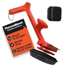 BBQ Grill Brush Bristle Free - 17" Safe Steam Grill Cleaner Pack of 3 Red