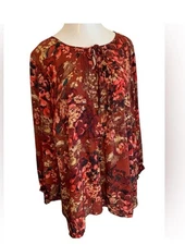 Catherine’s Plus Size 26/28 Women’s Burgundy Floral Top