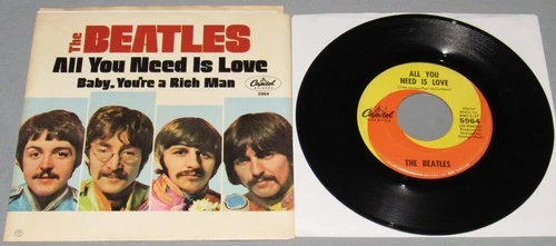 BEATLES: ALL YOU NEED IS LOVE / BABY, YOU'RE A RICH MAN; 1967 Picture Sleeve 45