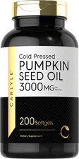 NEW Pumpkin Seed Oil 3000 mg 200 Softgel Capsules  Cold Pressed  by Carlyle