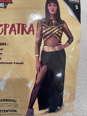 Exquisite Cleopatra Adult Costume  S  Collar Skirt Top Underneath Cat Suit 4Pc