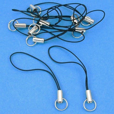 Blastcase 10 Silver Tone Black Cell Phone Charm Split Ring Strap