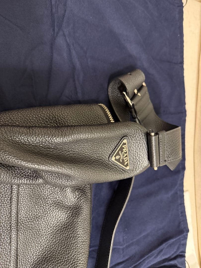 [Excellent Condition] PRADA Triangle Leather Shoulder Bag, Black 2VY007 DDP Used image 3