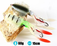 2PCS Glow Fishing Lures Soft Jigs 60g Luminous Saltwater Slow Sinking Swimbait