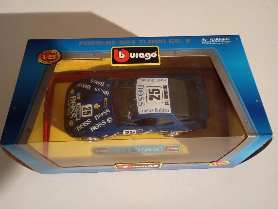 Burago Porsche 924 Turbo Gr.2 Boss 1:25 OVP color blue - Immagine 2 di 2
