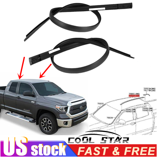 2 x Roof Molding Weatherstrips Fits For 20072020 Toyota Tundra Double