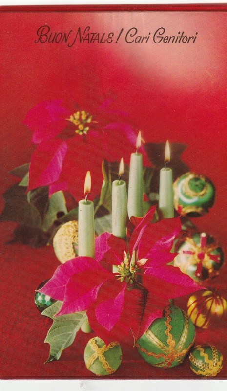 2 two  Italian Christmas Greeting Card Parents Genitori Buon Natale
