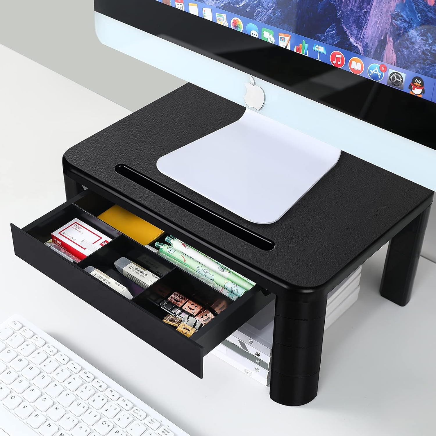 KOADOA Monitor Stand with Drawer - Laptop Stand for Desk, 4 Height Adjustable Mo