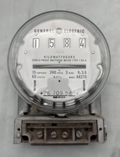 Vintage General Electric Watt Hour Meter Type I-50-A Glass Dome Steampunk