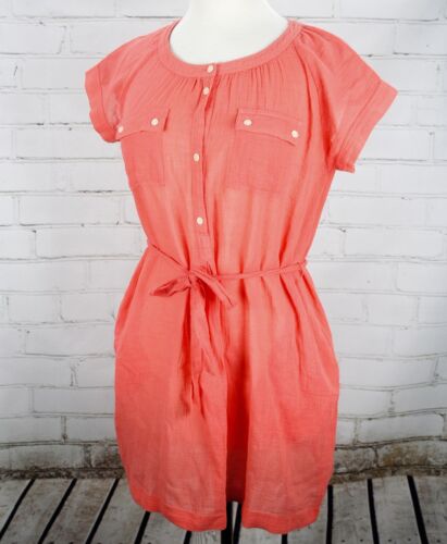 CREWCUTS Summer Shirt Dress Short Sleeve Size 14 Gauze Cotton Lightweight Orange - Afbeelding 1 van 6