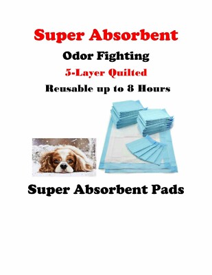 200-23x24'' SUPER ABSORBENT Quilted 5-Layer Puppy Pee Pads Reusable up to 8hrs