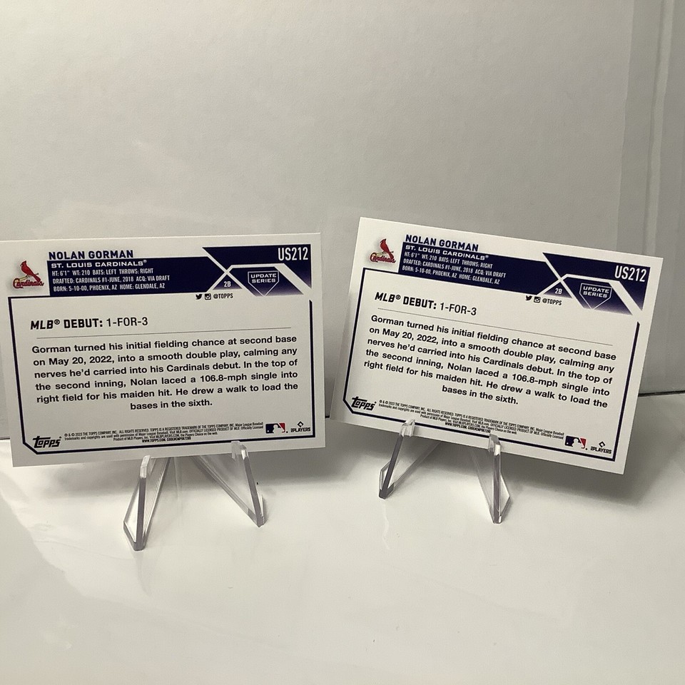 Nolan Gorman 2023 Topps Update Series Rookie Debut Cardinals 212 2